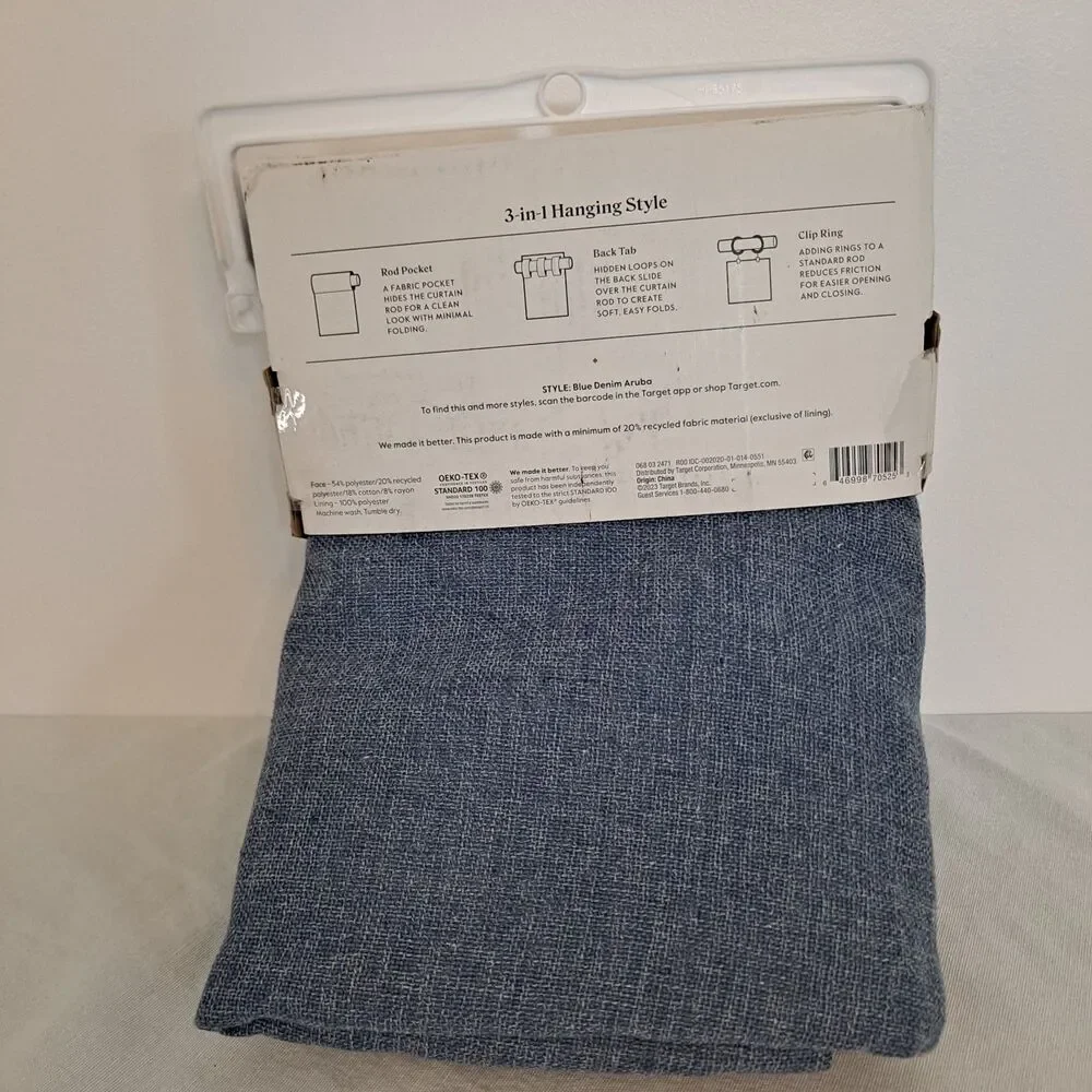Threshold Blackout Curtain 1 Panel Aruba Blue Denim 3 Hanging Styles 50